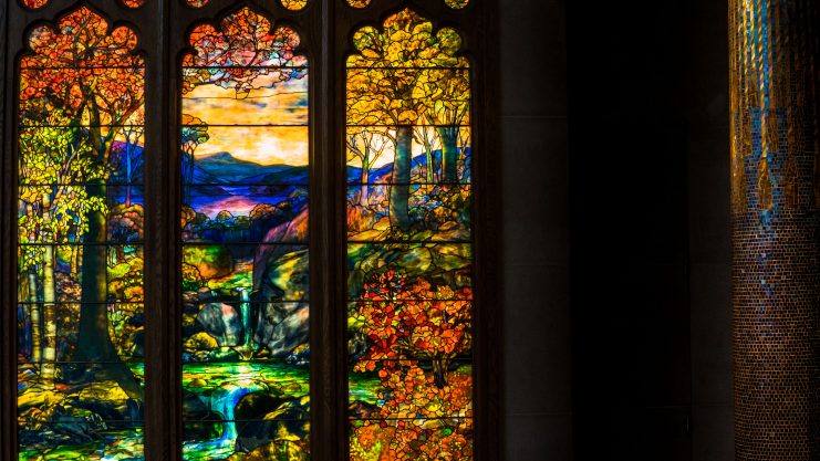 Louis Comfort Tiffany Autumn Landscape and Column