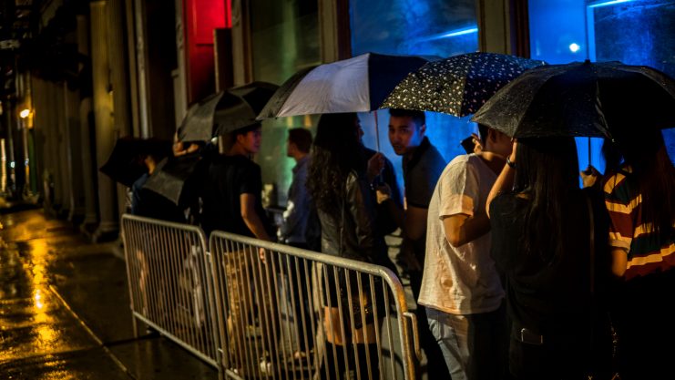 Umbrellas outside the club